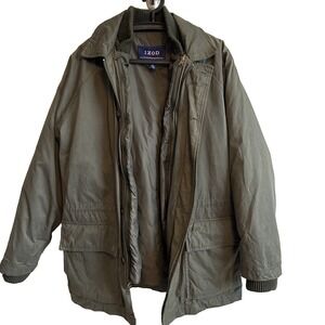 Izod Mens Medium Outerwear 3-1 Coat Olive Green Outdoors Old Money Classic